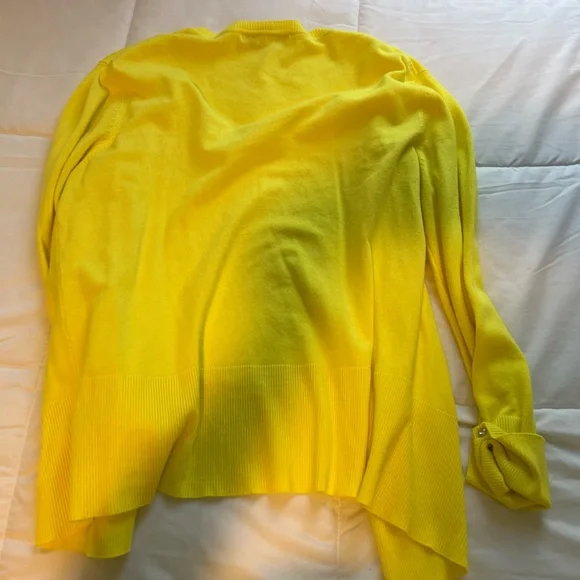 Grace Women’s Yellow Cardigan with Rhinestone buttons - Picture 2 of 6